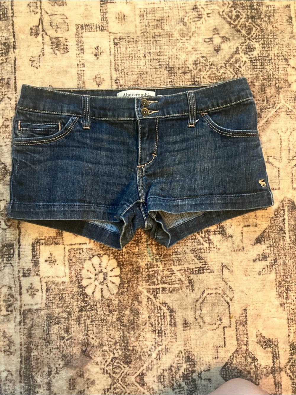 Abercrombie & Fitch Dark Blue Denim Cuffed Shorts